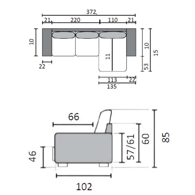 Minkštas kampas Alabama 3XL+D (Kansas)