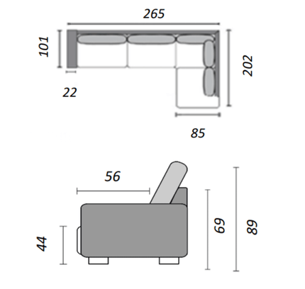 Minkštas kampas su miegama funkcija Alabama OEL (Storm)