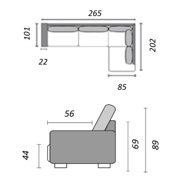 Minkštas kampas su miegama funkcija Alabama OEL (Storm)