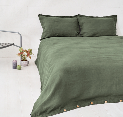 Lininis patalynės komplektas „Dark Green“