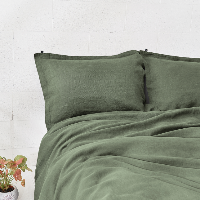 Lininis patalynės komplektas „Dark Green“