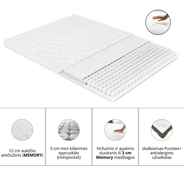 Antčiužinis Dreamon Luxury „Memory“ 12 cm