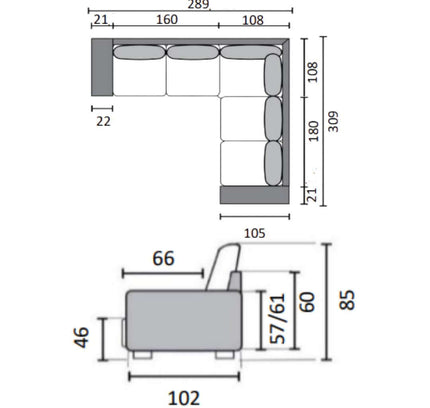 Minkštas kampas Alabama CORNER 160/180 (Raven)