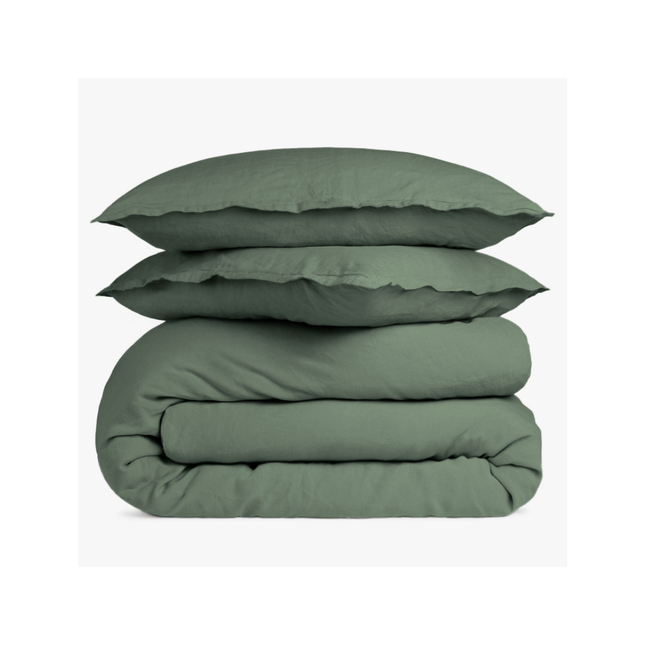 Lininis patalynės komplektas „Dark Green“