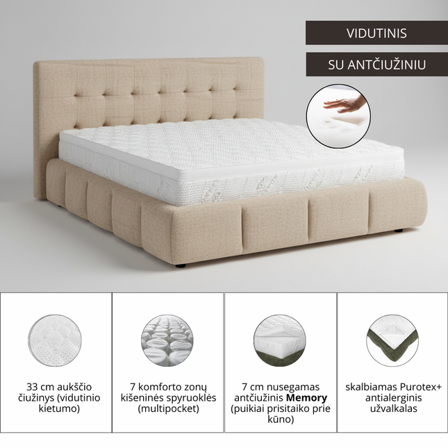 Čiužinys Dreamon Luxury „M PLUS“ 33 cm