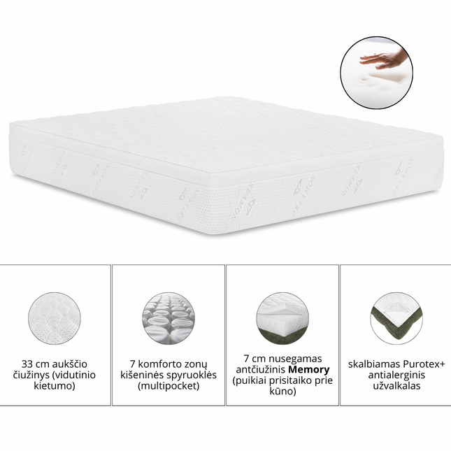 Čiužinys Dreamon Luxury „M PLUS“ 33 cm